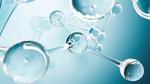 An abstract image of water molecules – clear globes connected together by strands